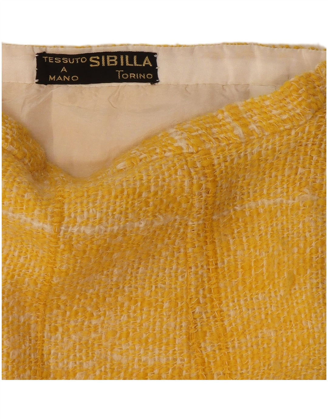 Fustă A-Line de damă vintage W26 carouri galbene mici