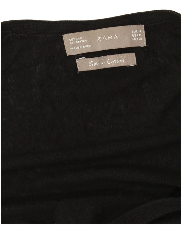 Pulover cardigan pentru femei Zara UK 14 Medium Black Matase