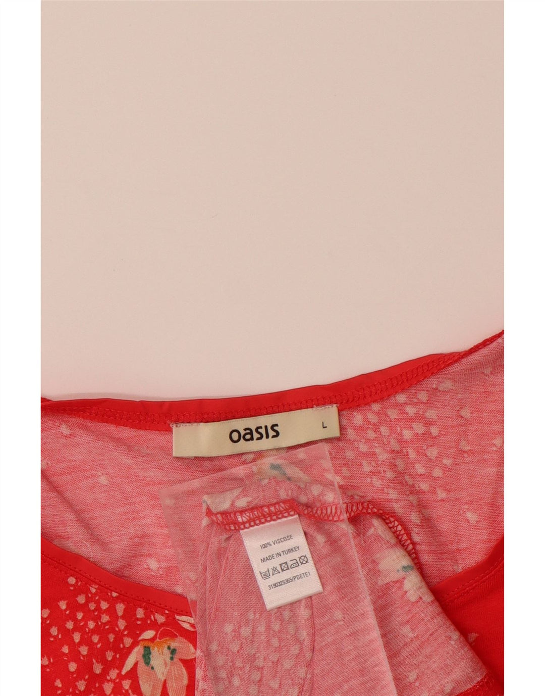 OASIS Vest Top Femei UK 14 Mare Roșu Floral Viscoză