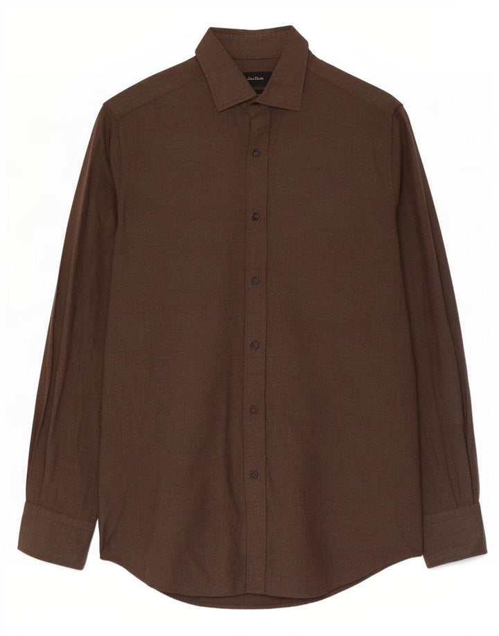 Cămașă Massimo Dutti Bărbați Mic Maro Bumbac