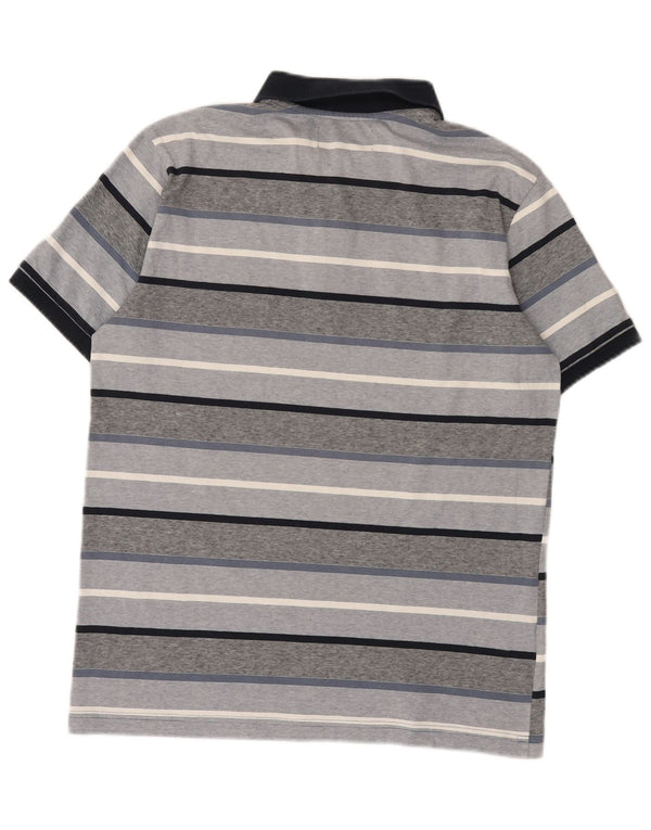 Tricou polo pentru bărbați Penguin, bumbac cu dungi gri mediu