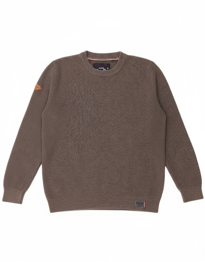 Pulover Superdry pentru bărbați cu gât crew, bumbac gri 2XL