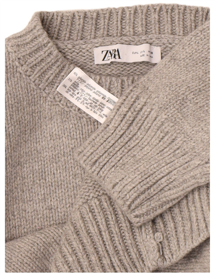 Pulover pentru damă Zara, cu gât turnut, UK 16, mare, gri, poliamidă