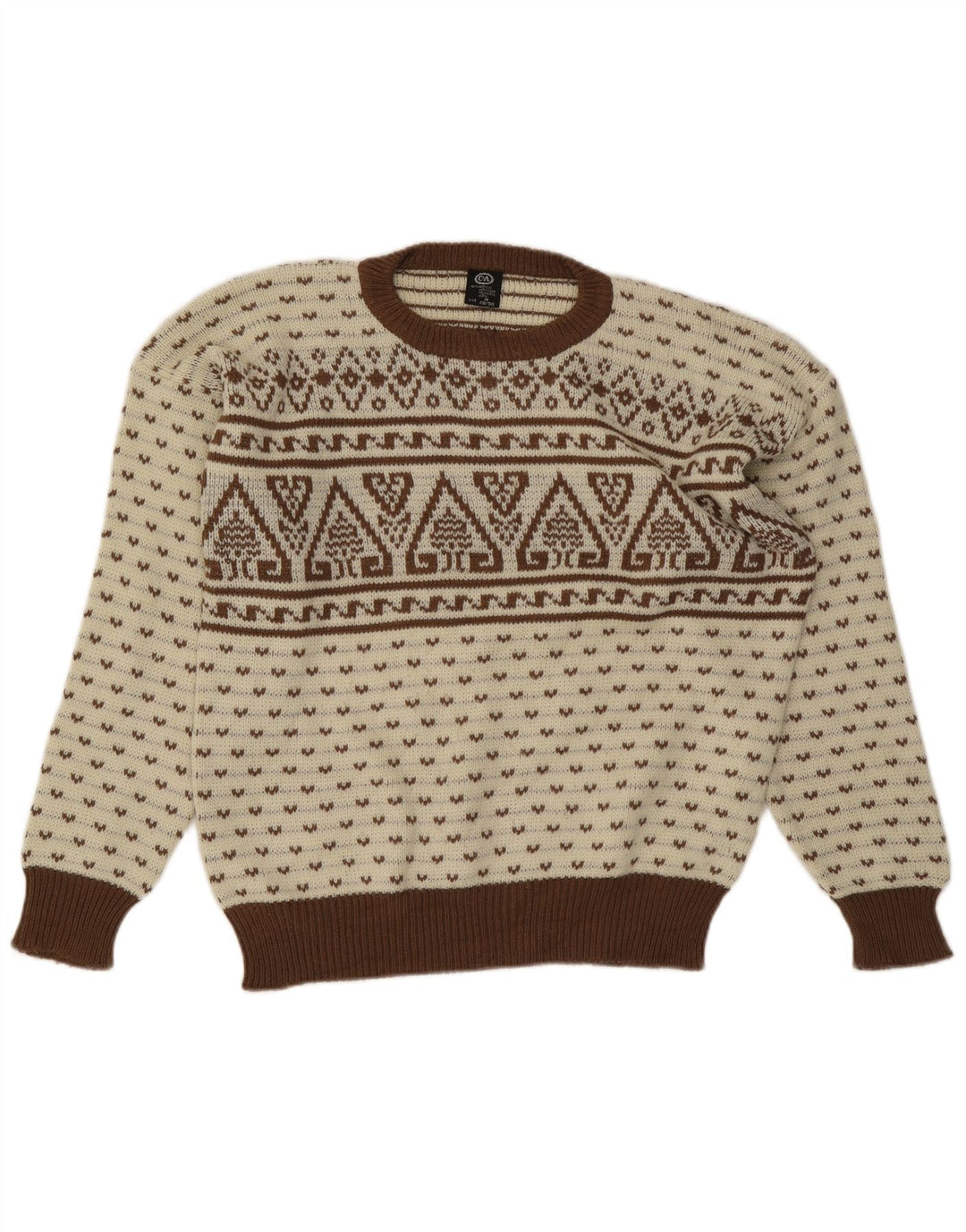 C & A Pulover pentru bărbați cu gât roșu IT 48/50 Medium Bej Fair Isle