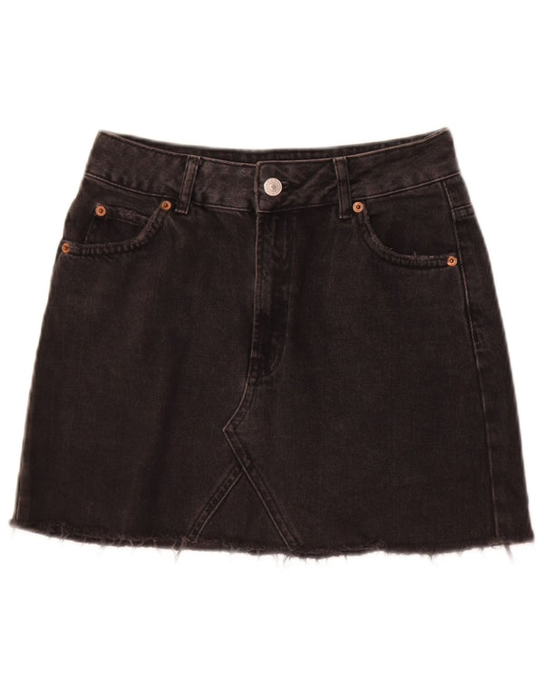 Fusta de blugi Topshop pentru femei UK 8 Small W26 Bumbac negru