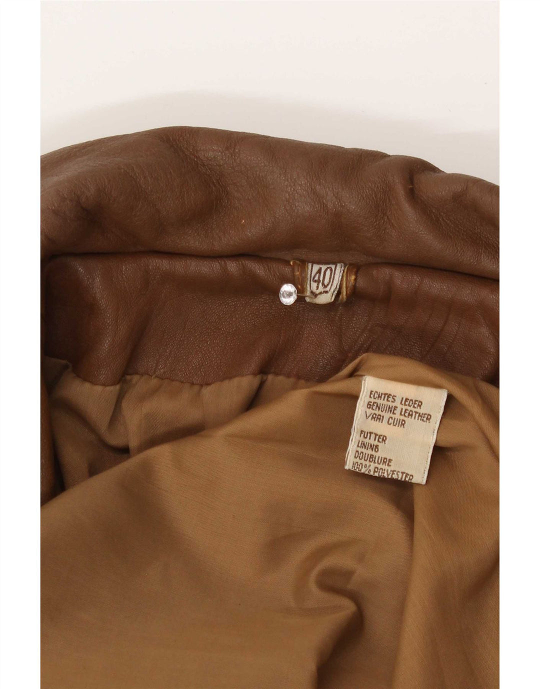 Palton din piele vintage pentru femei liliac EU 40 maro mediu