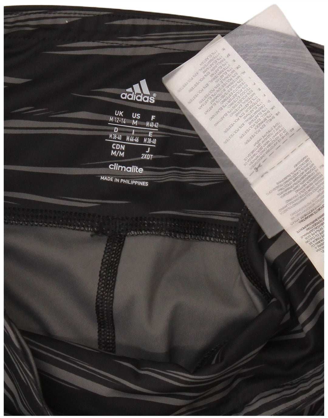 Leggings Adidas Climalite Capri pentru femei Marea Britanie 12/14 Medium Negru cu dungi