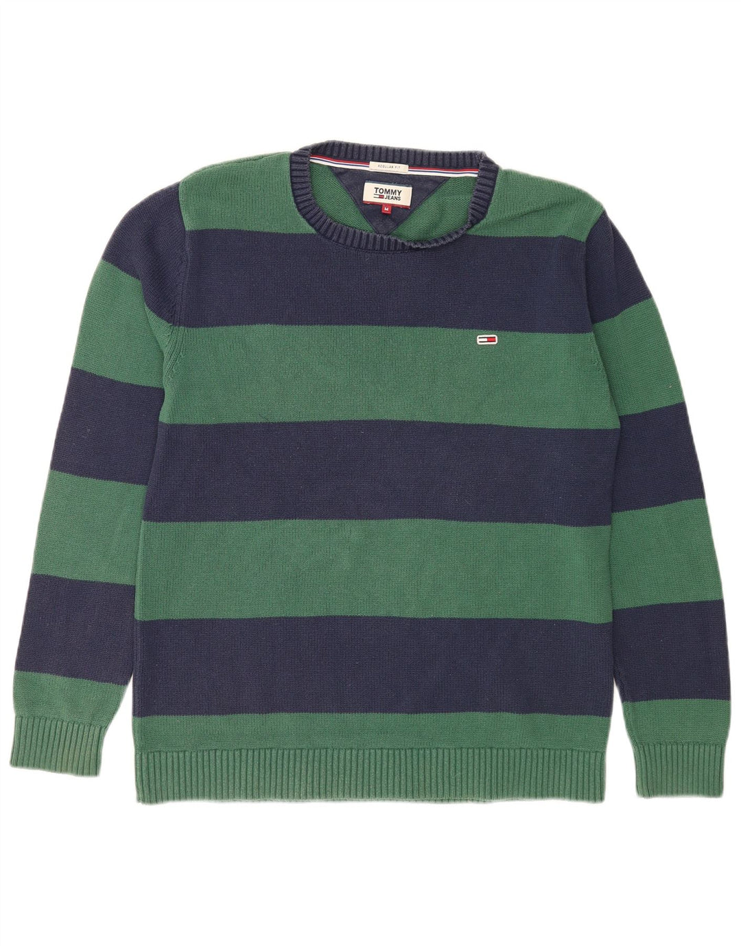Pulover Tommy Hilfiger pentru bărbați, cu decolteu, verde mediu, cu dungi
