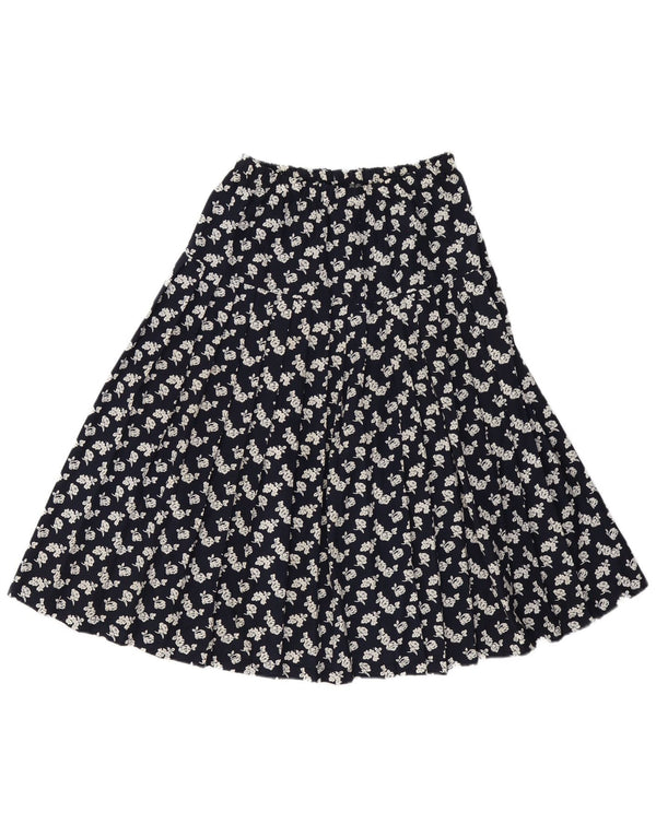 Fustă A-Line Plisată Vintage pentru Damă Mic W26 Bleumarin Mătase Floral