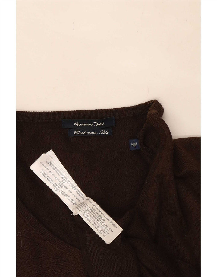 Pulover Massimo Dutti pentru bărbați cu decolteu în V, cașmir maro mediu