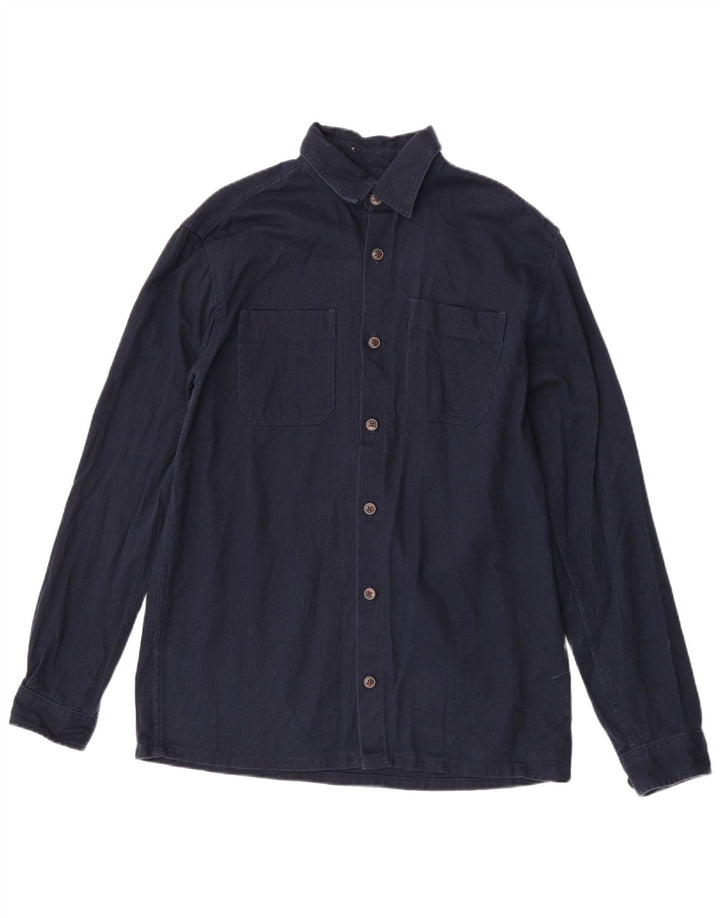 Cămașă Jack & Jones bărbătească din denim mic din bumbac bleumarin