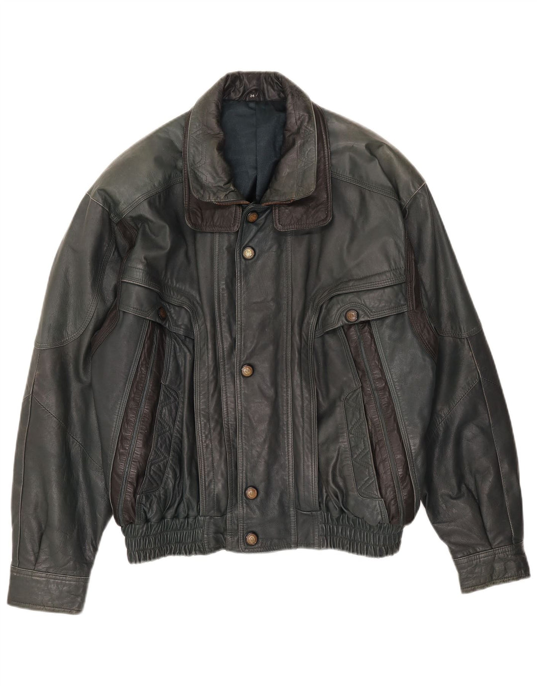 Jachetă de piele vintage pentru bărbați UK 40 Large Green