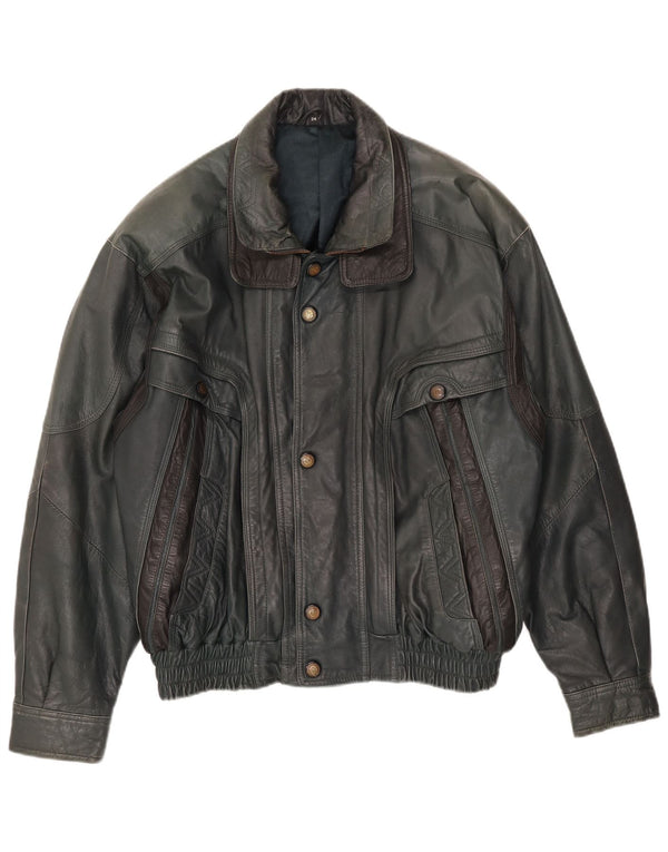 Jachetă de piele vintage pentru bărbați UK 40 Large Green