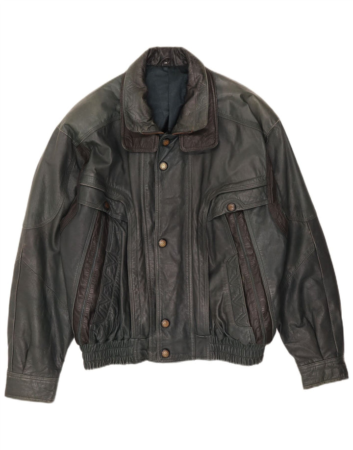 Jachetă de piele vintage pentru bărbați UK 40 Large Green