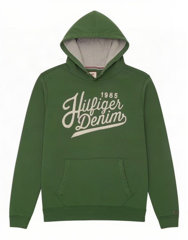 Pulover cu glugă grafic Tommy Hilfiger pentru bărbați, bumbac verde 2XL