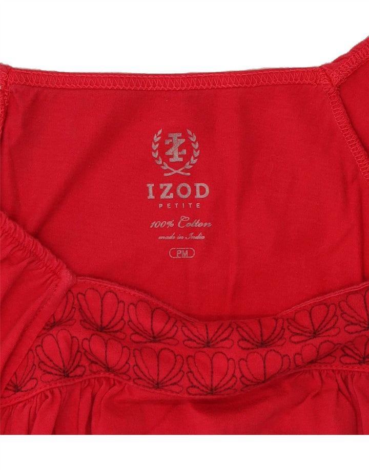 IZOD Womens 3/4 Sleeve Blouse Top UK 12 Medium Red Cotton Vintage Izod and Second-Hand Izod from Messina Hembry 