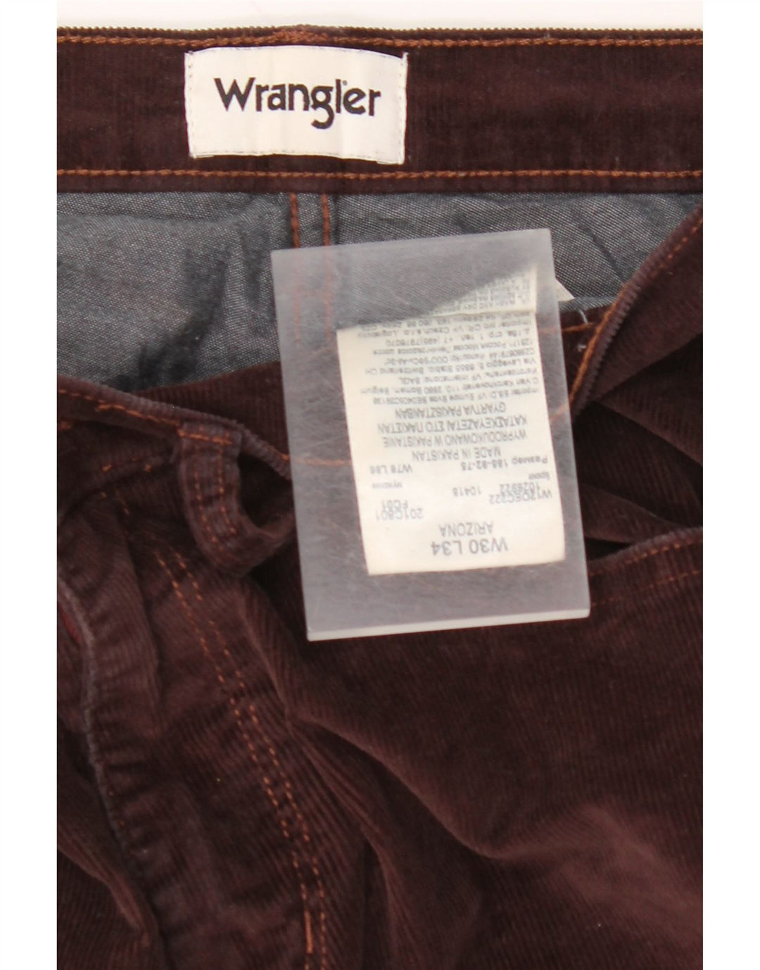 WRANGLER Pantaloni drepti pentru bărbați Arizona din velur L30 L34, bumbac maro