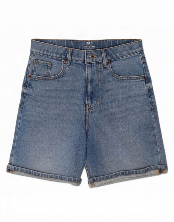 Marks & Spencer Womens Boyfriend Denim Shorts UK 6 XS W25 Blue Cotton