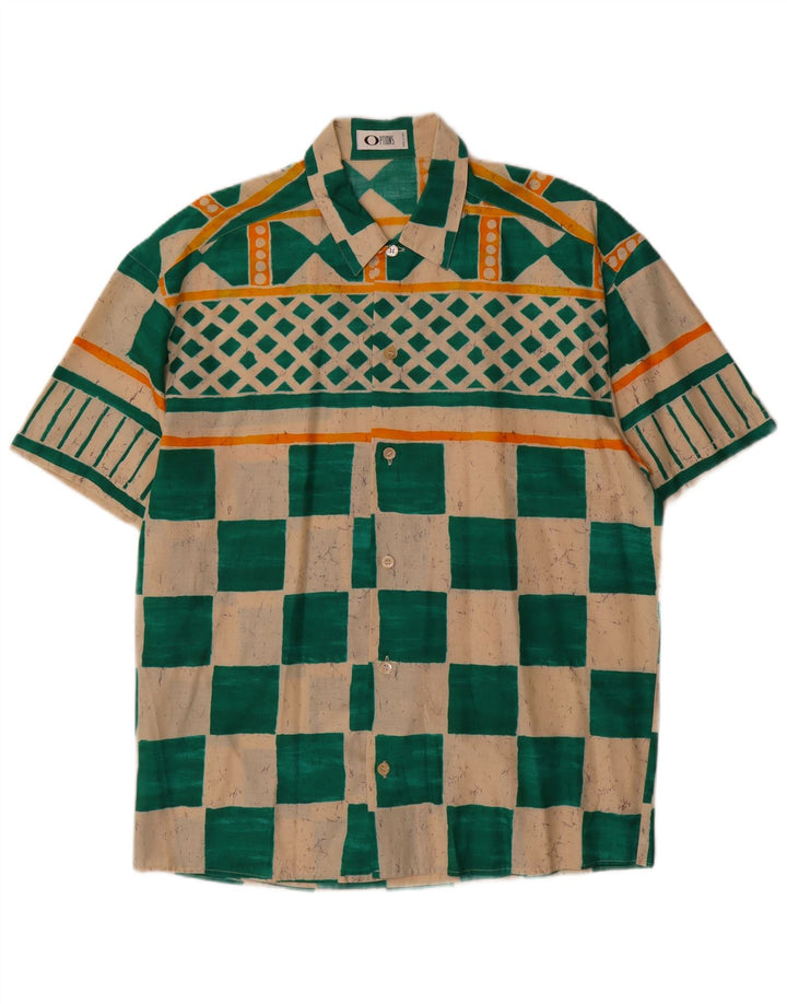 Cămașă cu mânecă scurtă pentru bărbați Options IT 48 Medium Green Geometric Bumbac