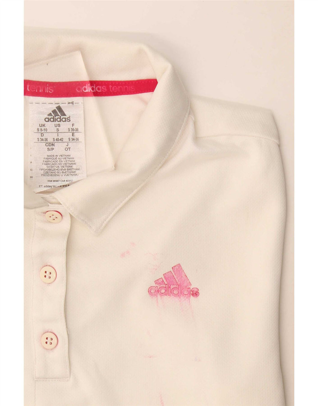 Tricou polo Adidas Climalite pentru femei UK 8/10 Poliester alb mic