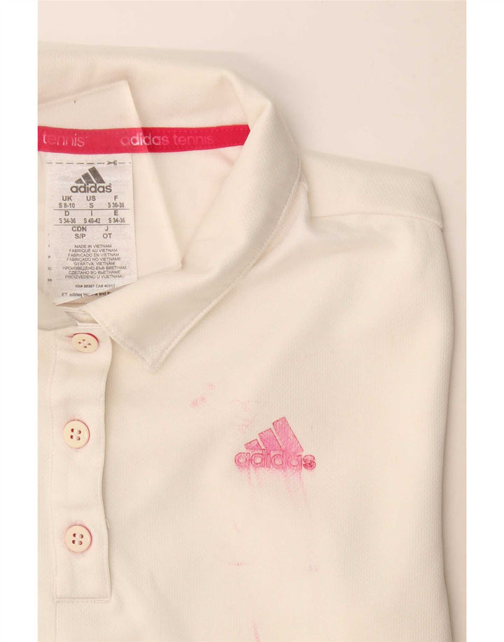 Tricou polo Adidas Climalite pentru femei UK 8/10 Poliester alb mic