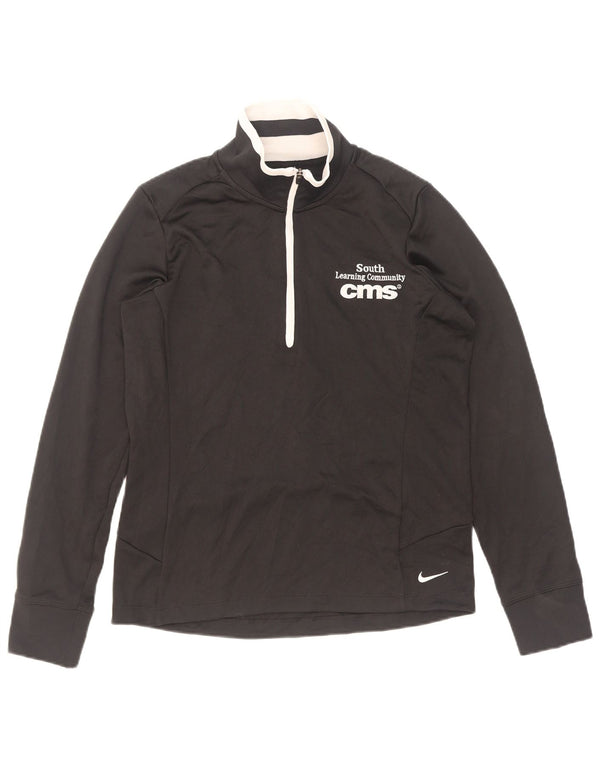 Top de trening pentru femei Nike Graphic Zip Neck Pullover UK 12 Medium Black