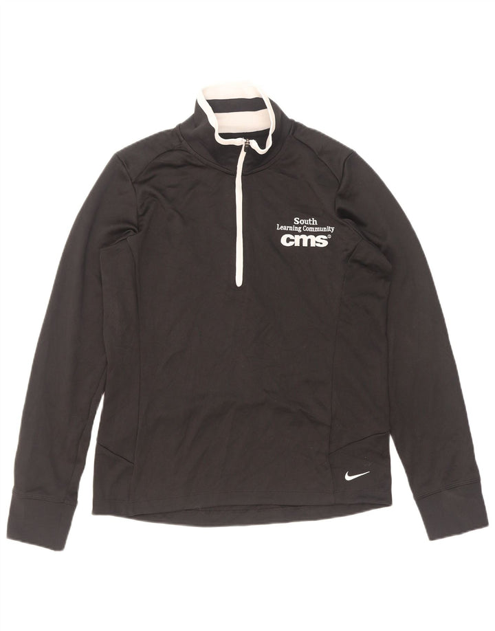 Top de trening pentru femei Nike Graphic Zip Neck Pullover UK 12 Medium Black