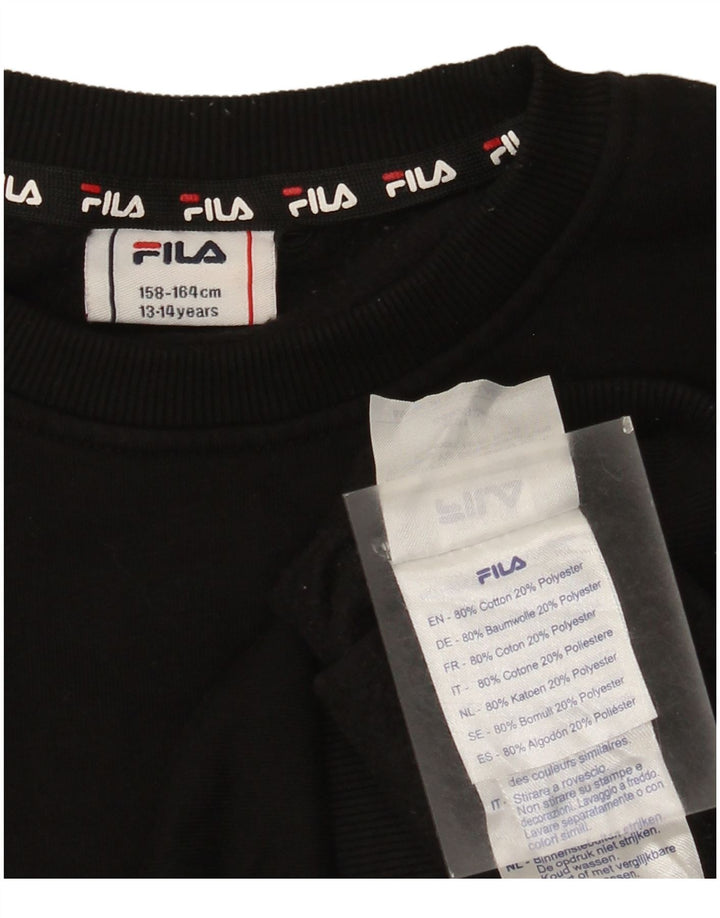 Fila Băieți Pulover Grafic Pulover 13-14 Ani Bumbac Negru