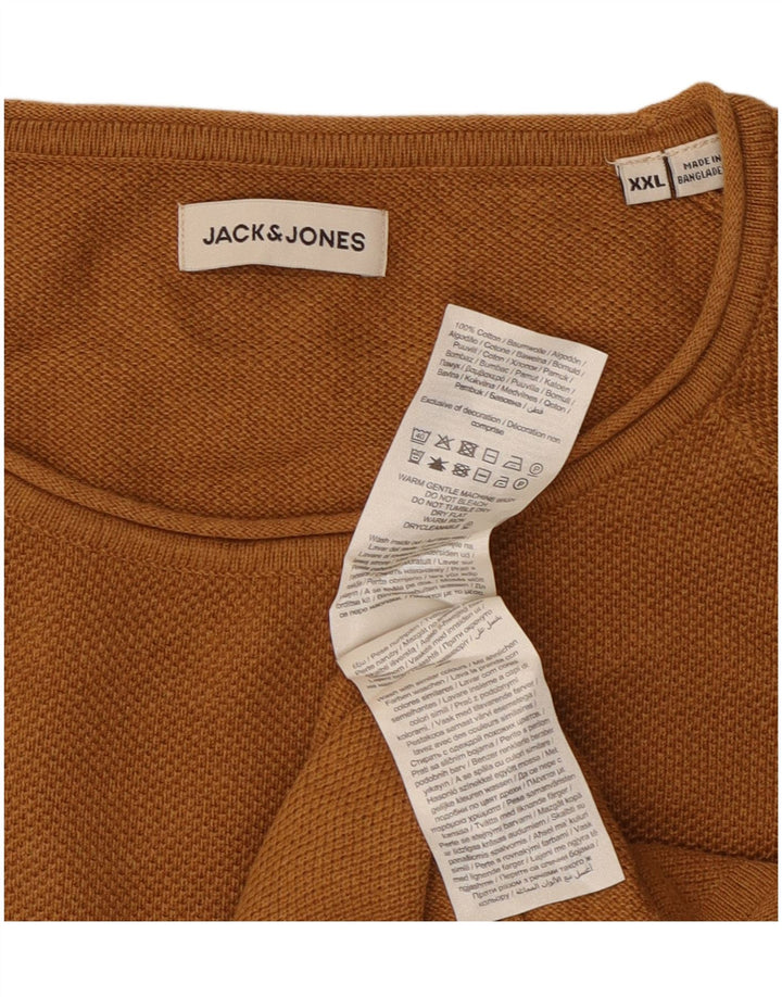 Pulover Jack & Jones pentru bărbați, cu gât crew, bumbac maro 2XL