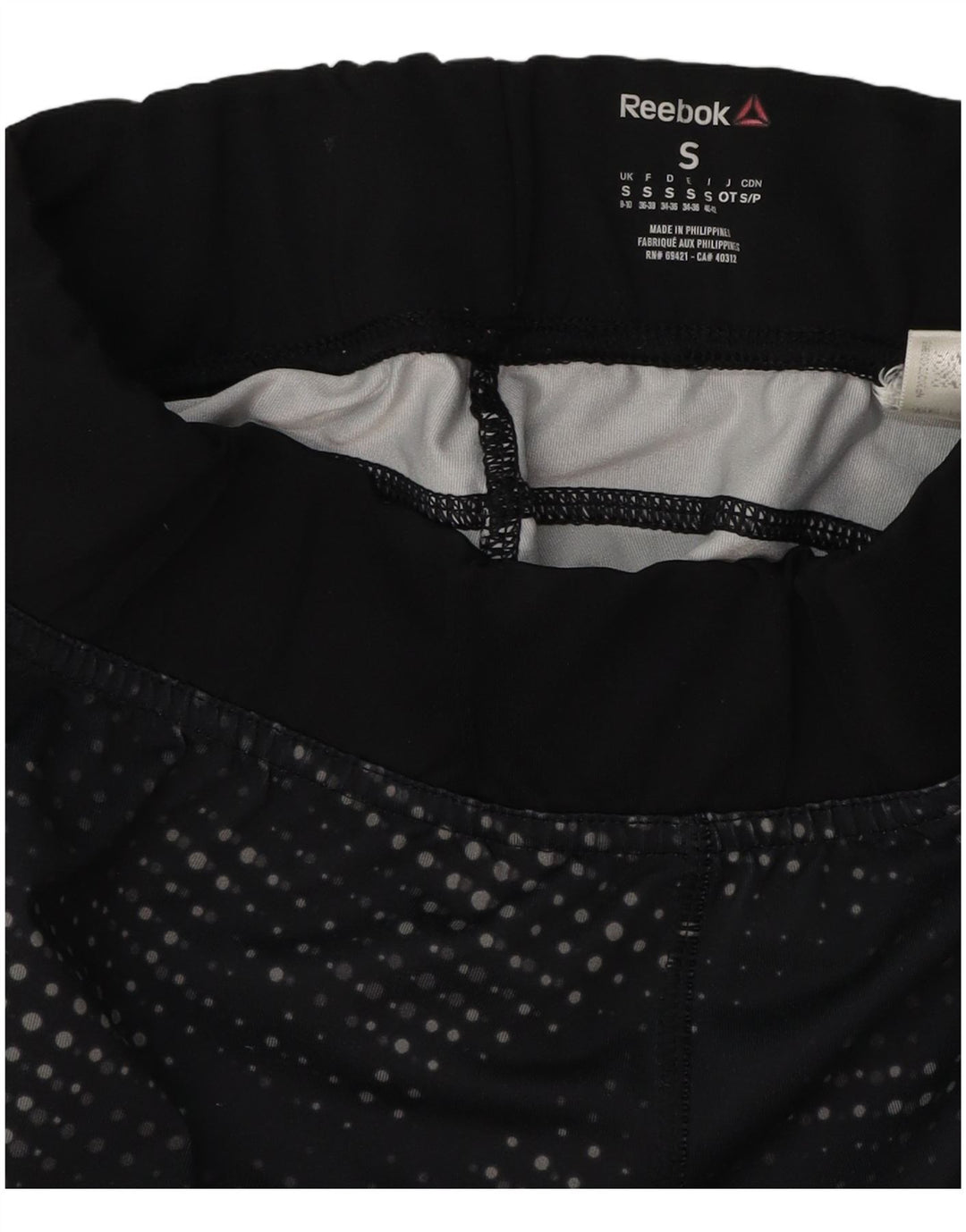 Leggings Capri grafic REEBOK pentru femei UK 8/10 Small Black Spotted