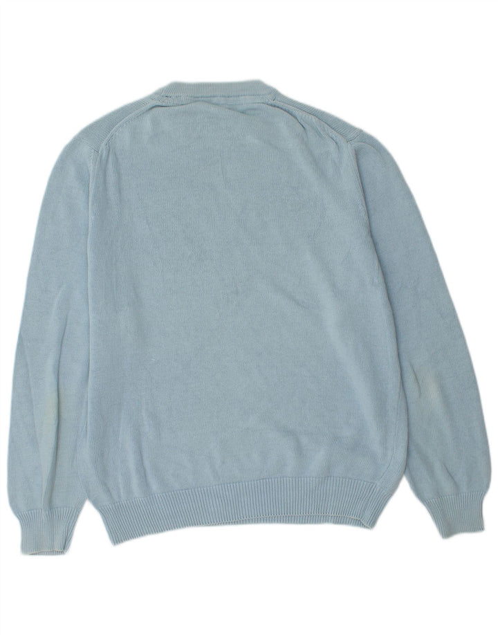 Marina Yachting Pulover pentru bărbați cu decolteu triplu, bumbac albastru mediu