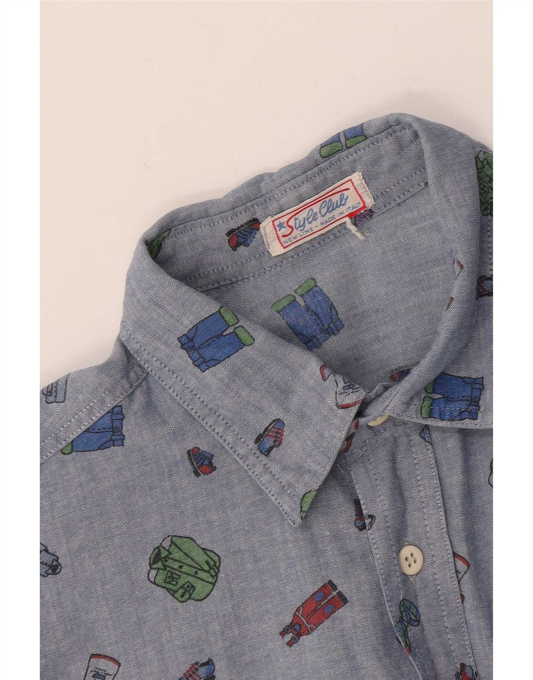 Cămașă Vintage pentru bărbați cu model abstract, albastru mediu