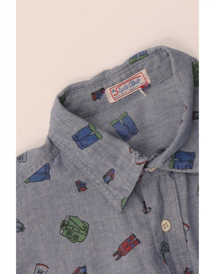 Cămașă Vintage pentru bărbați cu model abstract, albastru mediu
