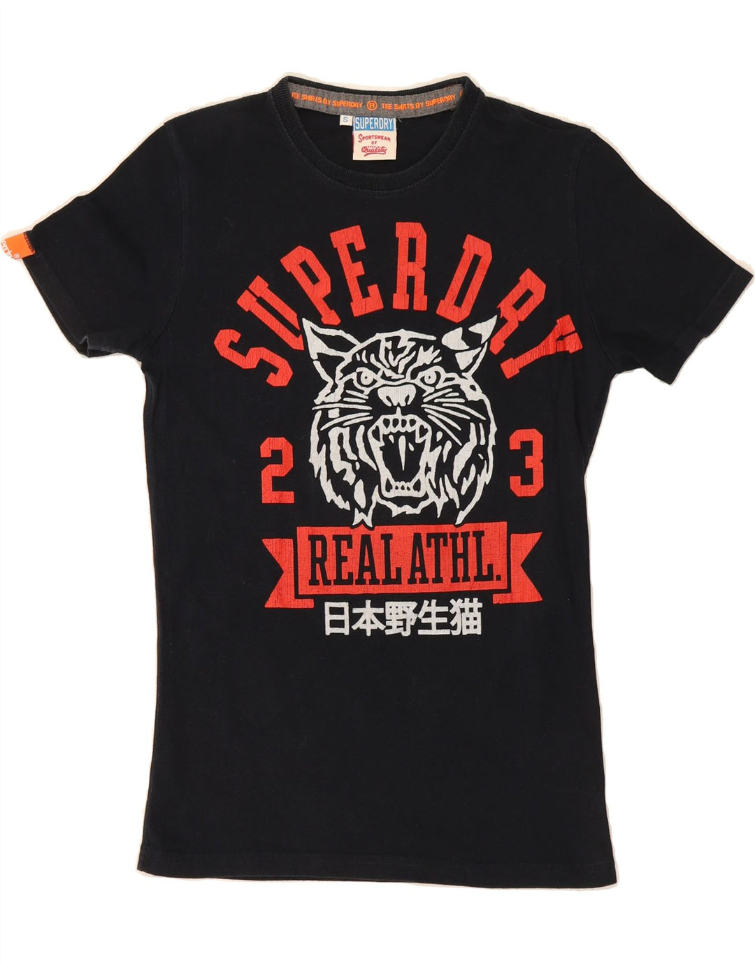 SUPERDRY Mens Graphic T-Shirt Top Small Navy Blue Cotton Vintage Superdry and Second-Hand Superdry from Messina Hembry 