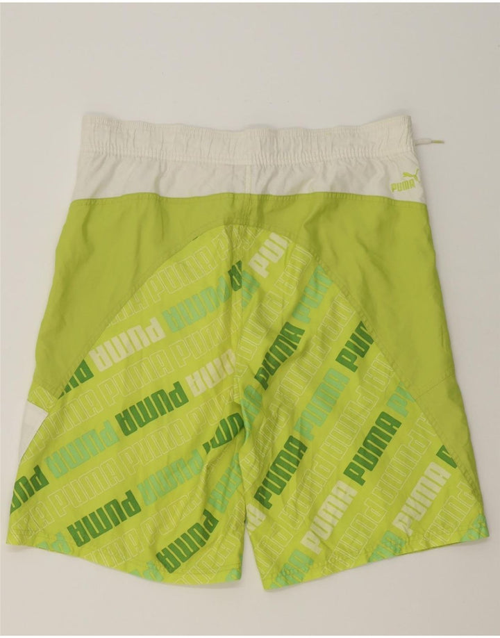 PUMA Mens Graphic Swimming Shorts Medium Green Colourblock Polyester Vintage Puma and Second-Hand Puma from Messina Hembry 