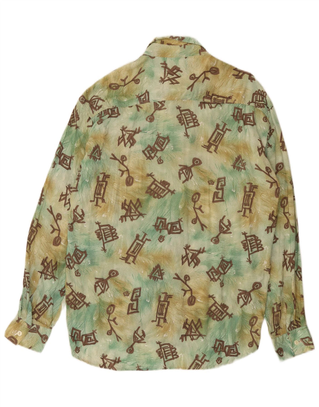 Cămașă vintage pentru bărbați cu model abstract, viscoză mare, multicoloră