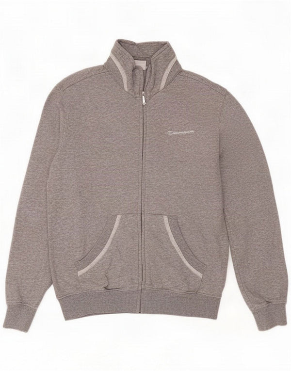 Champion Womens Trening Top Jacket UK 10 Small Grey Flecked Bumbac