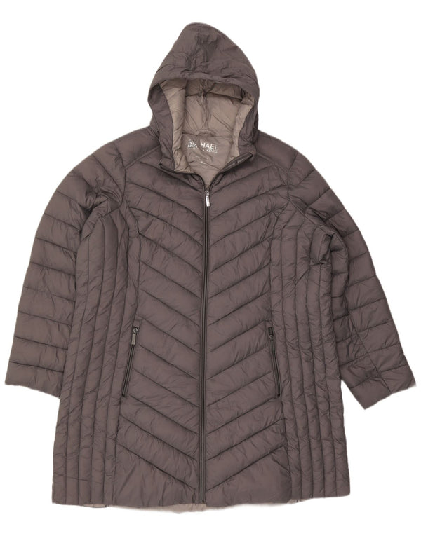 Palton căptușit cu glugă supradimensionat pentru femei Michael Kors UK 22 2XL Nylon gri