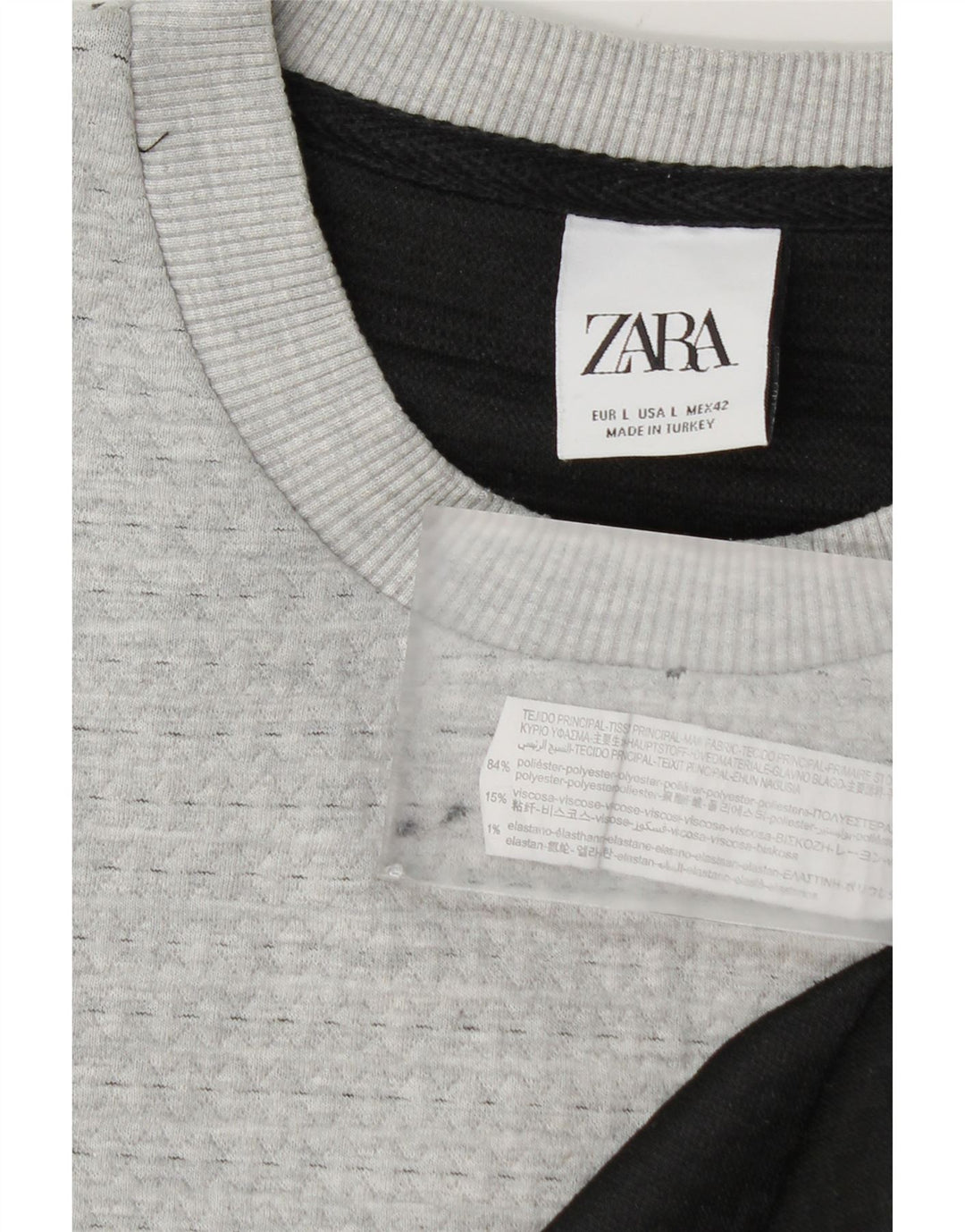 Pulover pentru bărbați Zara, cu gât turnut, mare, gri, poliester color bloc