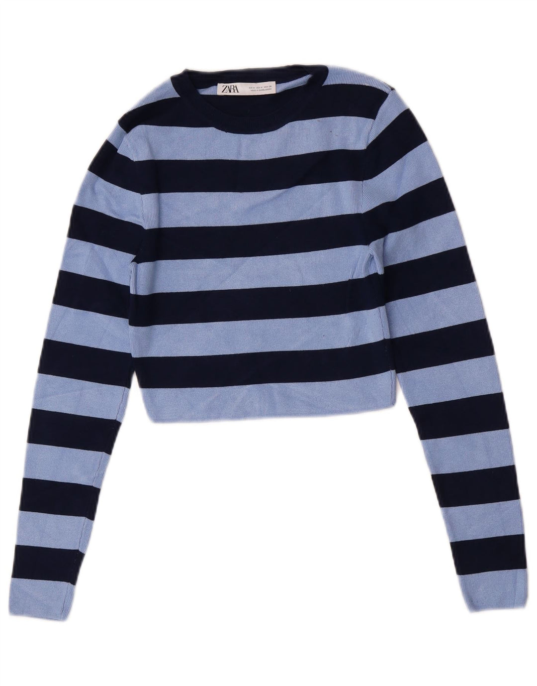 Bluză Crop Top Femei Zara UK 12 Medium Blue Striped Viscose