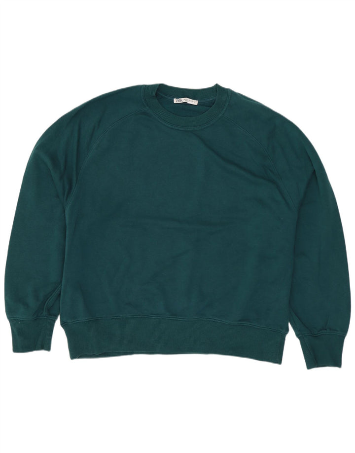 Pulover supradimensionat pentru femei Zara UK 14 Bumbac verde mediu