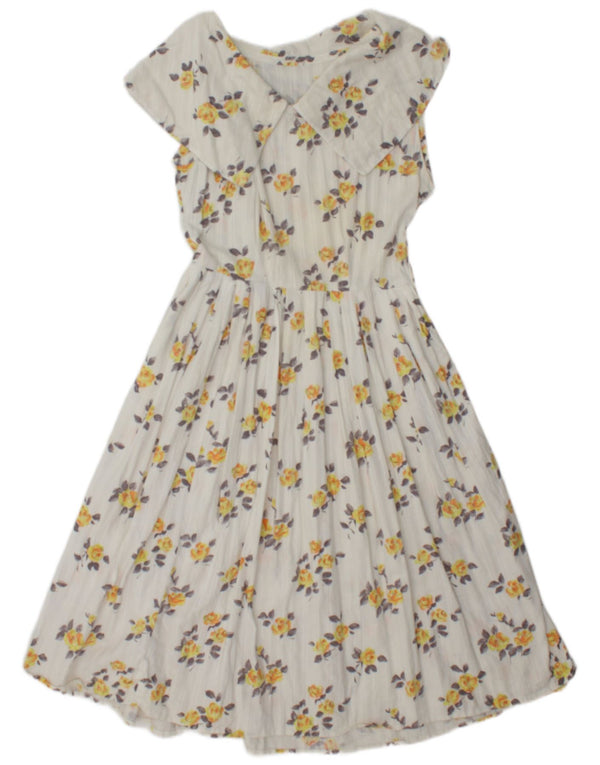 Rochie vintage pentru femei în linie A UK 12 Medium White Floral