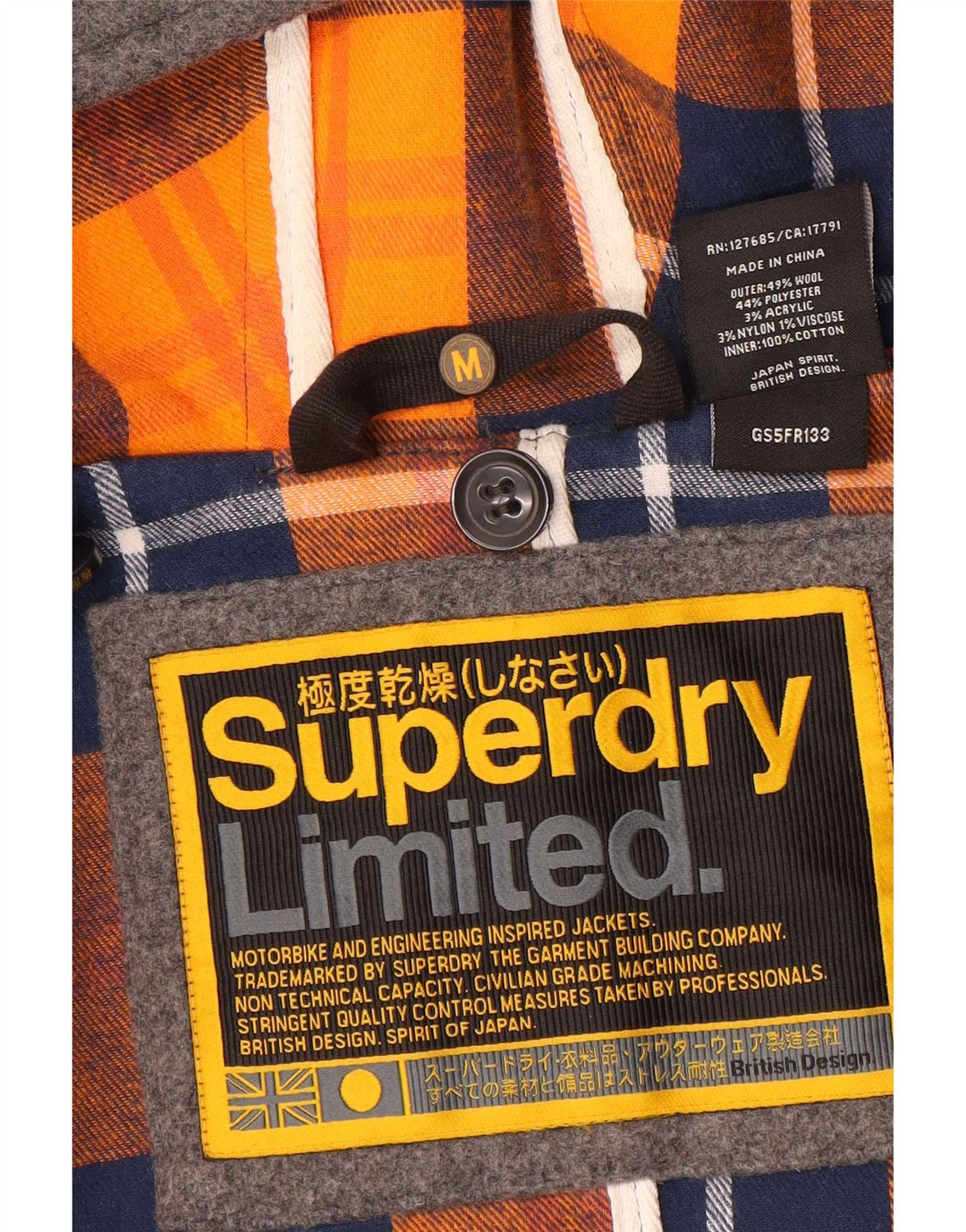Palton cu glugă Superdry pentru femei UK 12, lână gri mediu