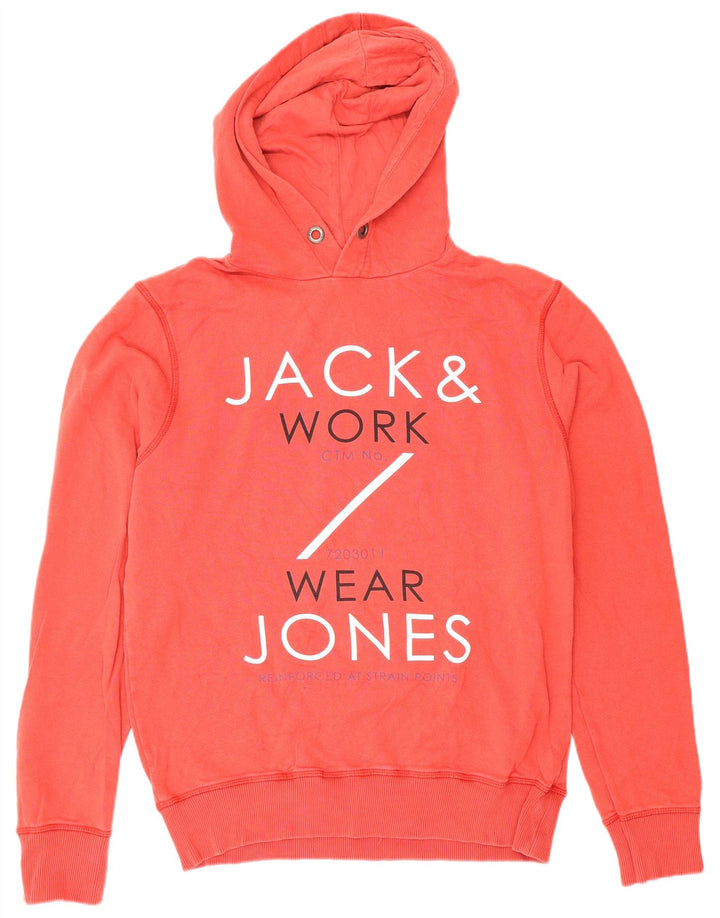 Jack & Jones Pulover cu glugă grafic pentru bărbați, bumbac roșu mediu