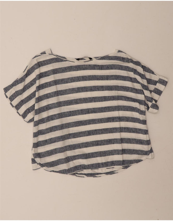 Tricou supradimensionat pentru femei Zara UK 14 Medium Blue Striped Nautical