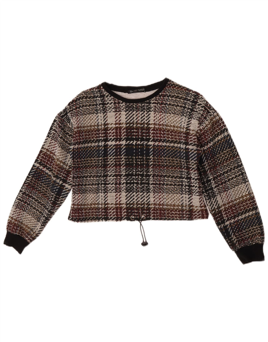 Top Crop cu mânecă lungă Trafaluc pentru femei Zara UK 10, mic, multicolor, carouri