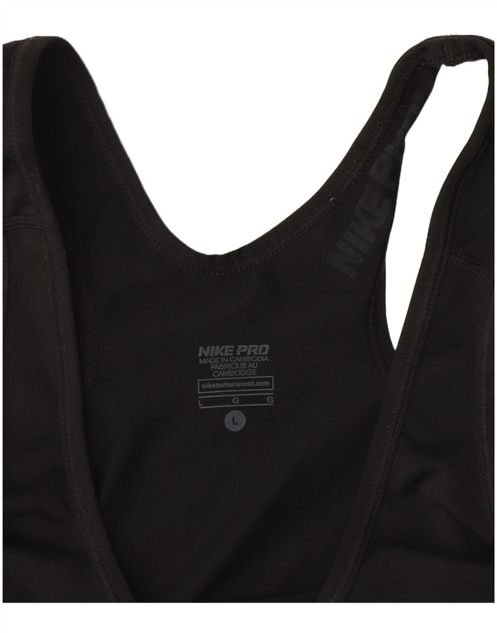 Top cu vestă grafică Nike Dri Fit pentru femei UK 14 Large Negru