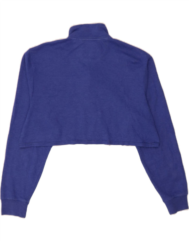 CHAPS Womens Oversized Crop Zip Neck Sweatshirt Jumper UK 18 XL Blue Vintage Chaps and Second-Hand Chaps from Messina Hembry 