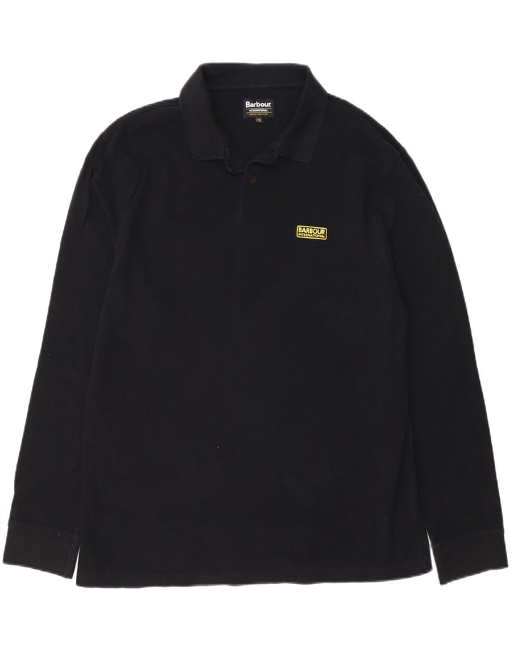 BARBOUR Tricou polo cu mânecă lungă pentru bărbați 2XL bumbac negru