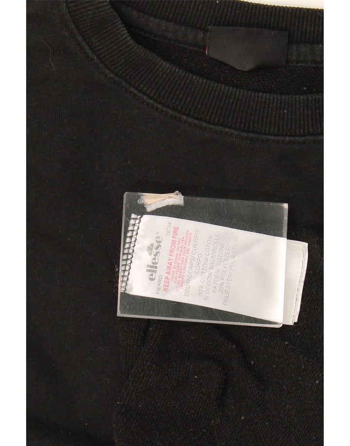 ELLESSE Mens Graphic Sweatshirt Jumper Medium Black Cotton